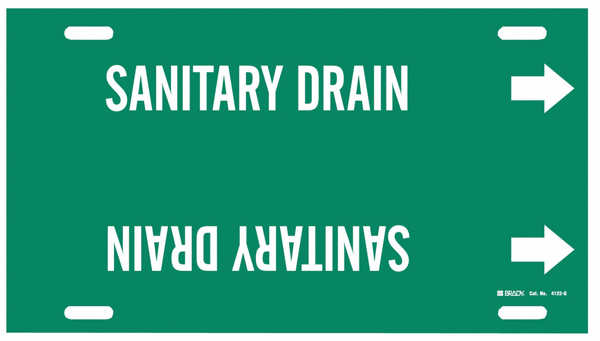 Pipe Marker Sanitary Drain 10in H 24in W