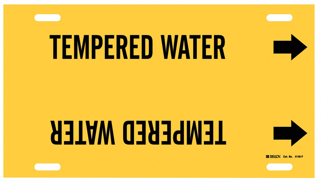 Pipe Marker Tempered Water 8in H 16in W