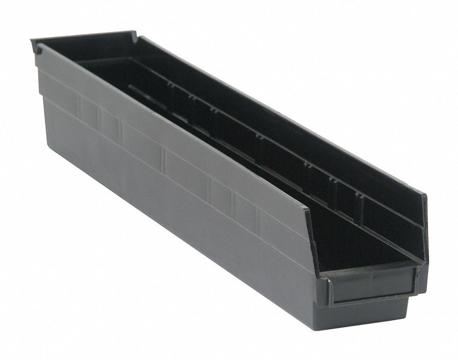 Shelf Bin Black Polypropylene 4 in