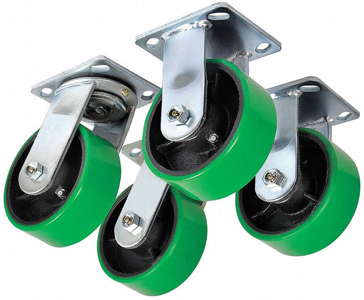 PlateCasters Rigid Swivel PU 9 1/2 H PK4