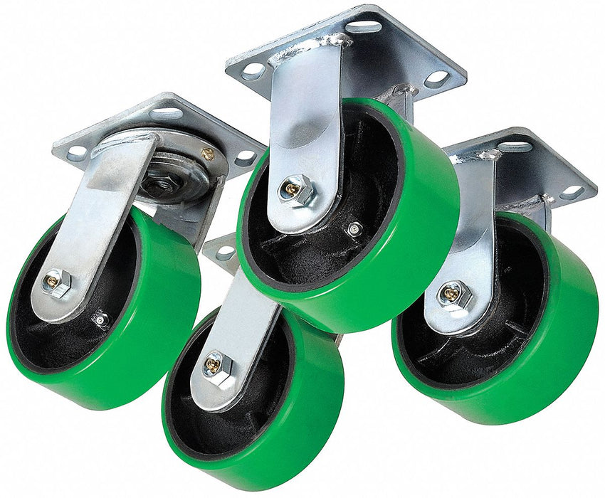PlateCasters Rigid Swivel PU 9 1/2 H PK4