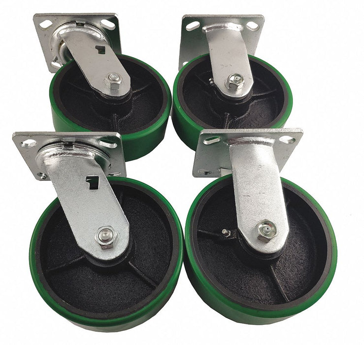 PlateCasters Rigid Swivel PU 7 1/2 H PK4