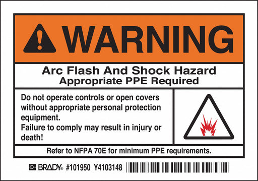 Arc Flash Prtctn Lbl 3.5x5in Polyest PK5