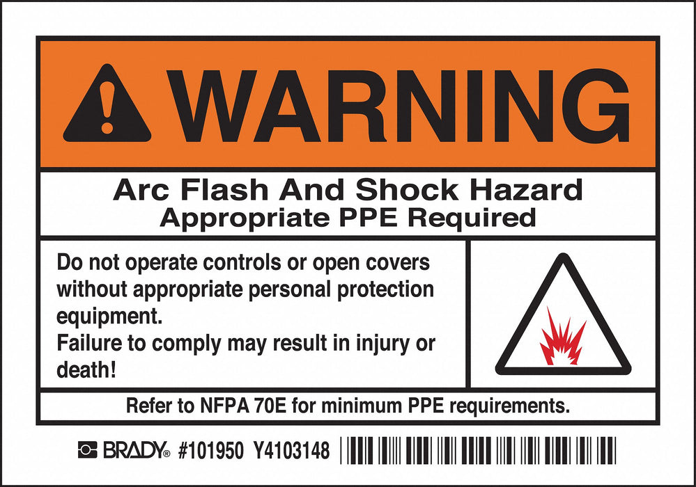 Arc Flash Prtctn Lbl 3.5x5in Polyest PK5