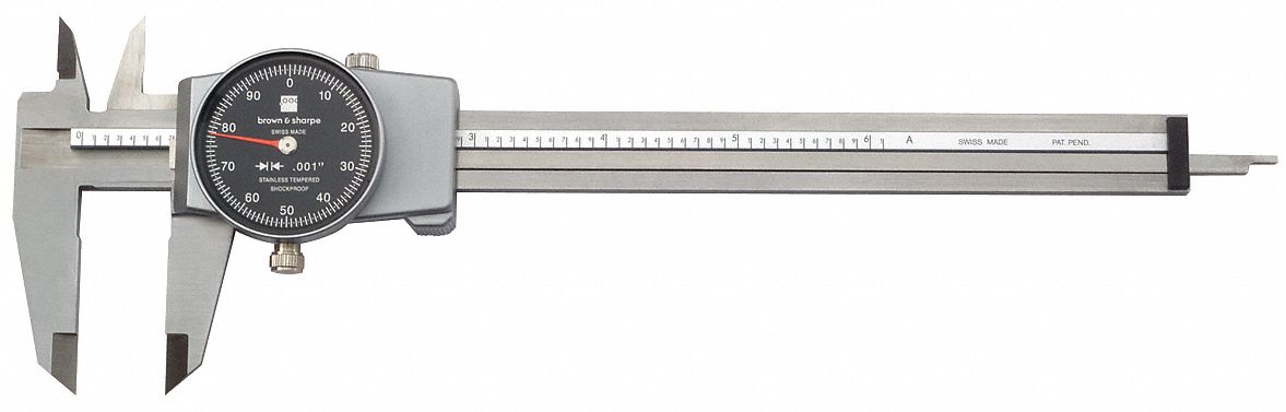 N1174 Dial Caliper 6 In 0.001 In Grad Black
