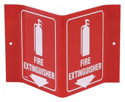 Fire Extinguisher Sign 6 Hx8 W WHT/R ENG