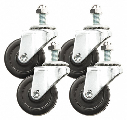 Swivel Caster Kit 2 in Dia Black PK4