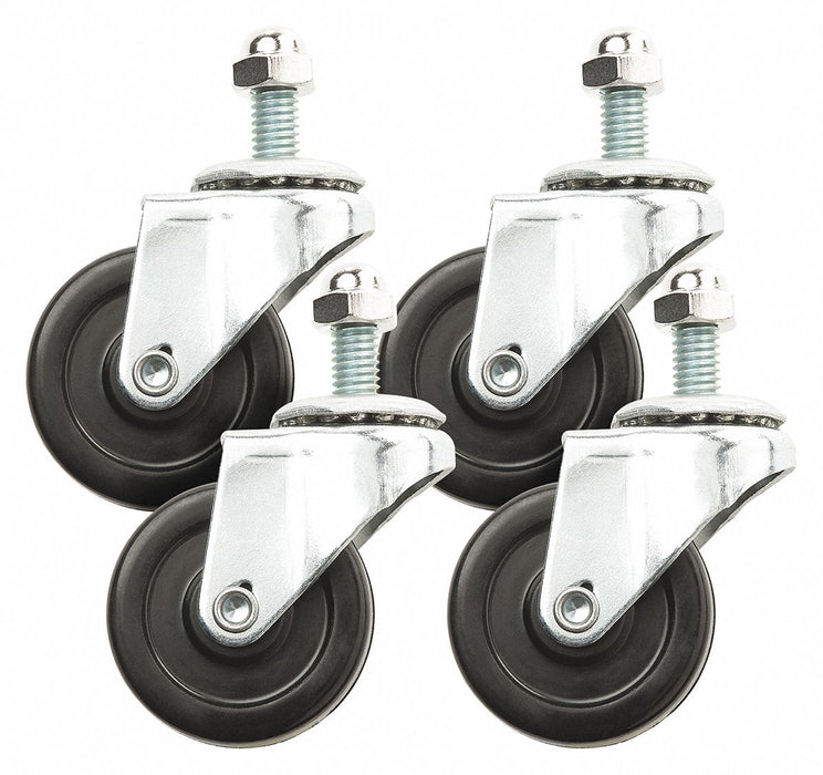 Swivel Caster Kit 2 in Dia Black PK4