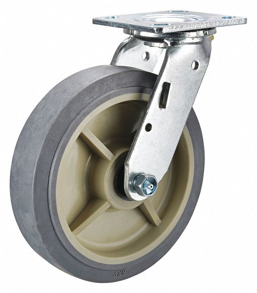 Plate Caster Swivel Rubber 9 1/2 H