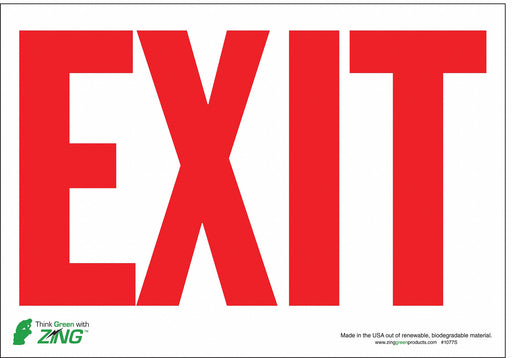 EXIT Sign Red on White 7X10 Adhesive