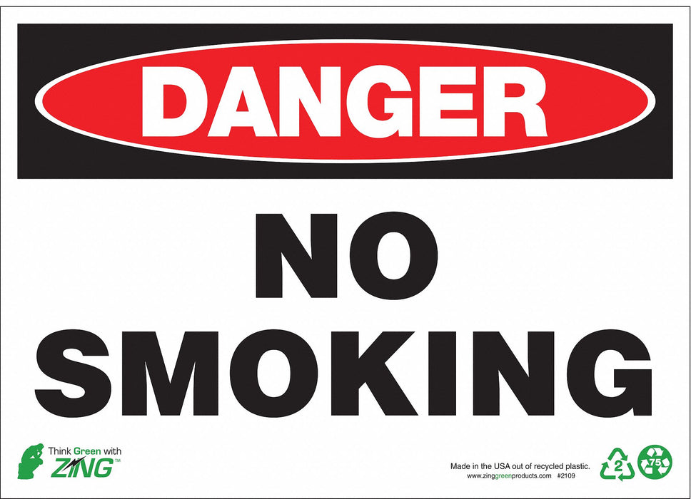 DANGER Sign No Smoking 7X10 Aluminum