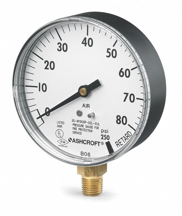 Pressure Gauge 0 to 80 psi 3-1/2In 1/4In