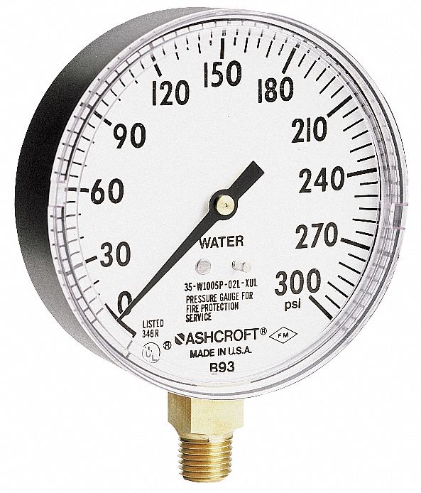 Pressure Gauge 0 to 300 psi 3-1/2In