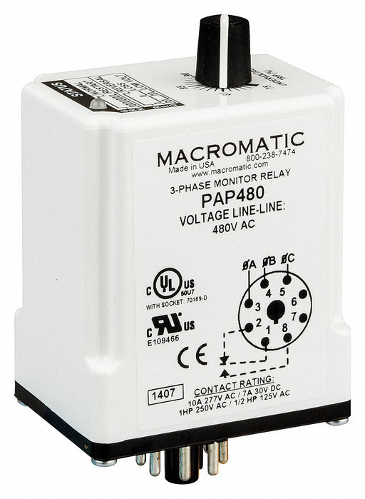 Phase Monitor Relay 240VAC Plug SPDT