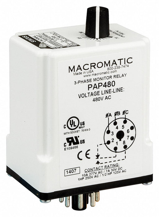 Phase Monitor Relay 240VAC Plug SPDT