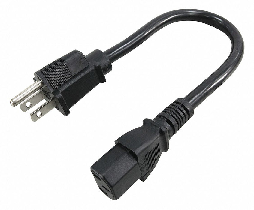 Power Cord 1 ft Black 18 AWG