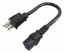 Power Cord 1 ft Black 14 AWG