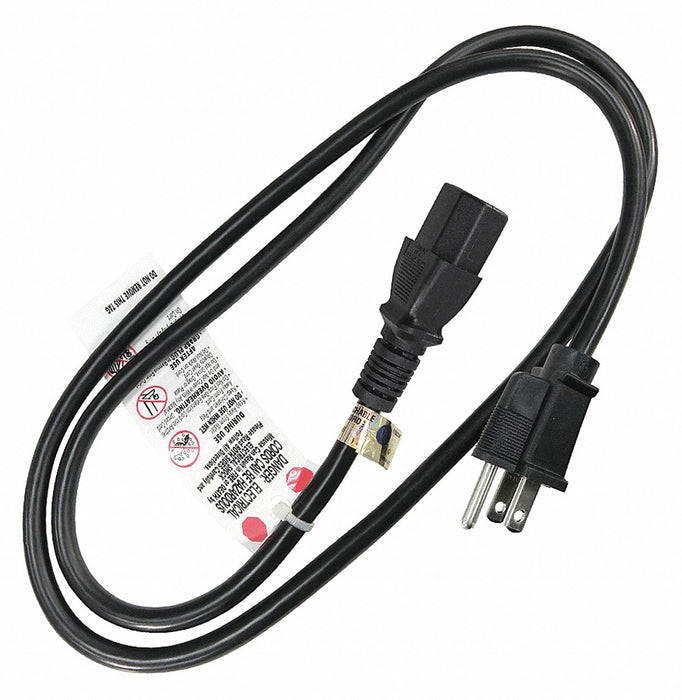 Power Cord 3 ft Black 18 AWG