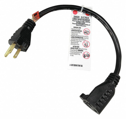 ExtensionCord 1ft Black 16AWG Round