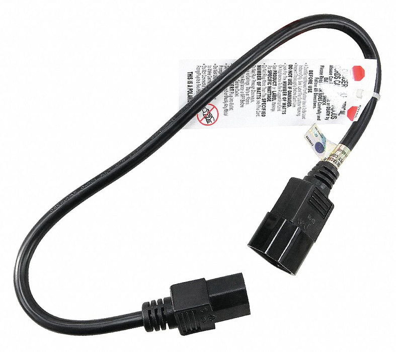 Power Cord 1-1/2 ft Black 18 AWG