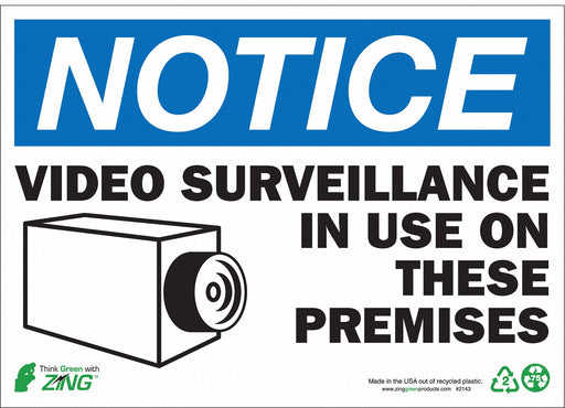 NOTICE Sign Video Surveillance 10X14 