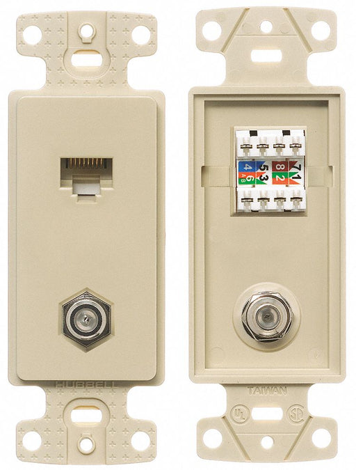 Wall Plate and Jack Cat 5e/F-Type Ivory
