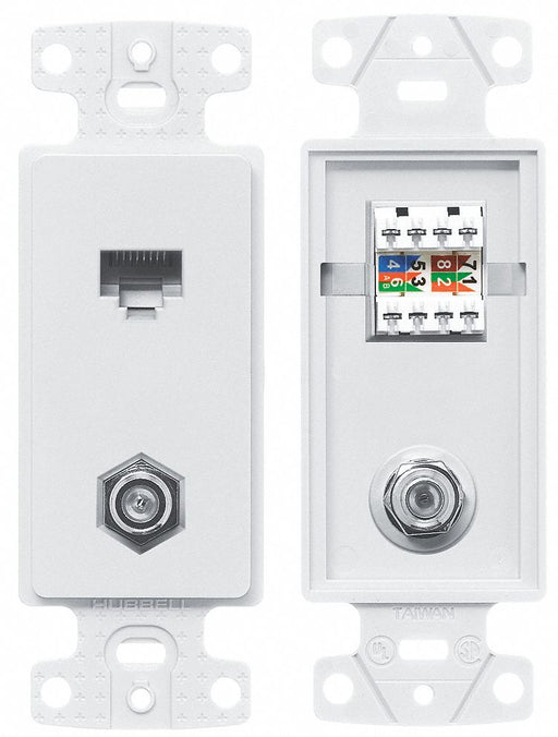 Wall Plate and Jack Cat 5e/F-Type White