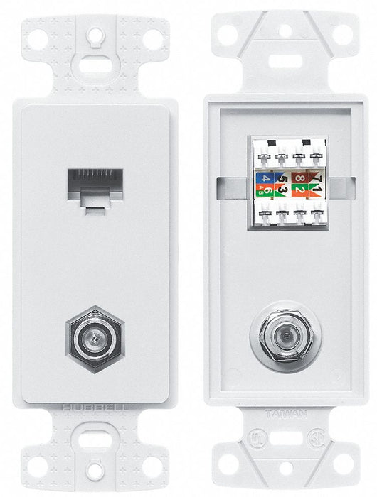 Wall Plate and Jack Cat 5e/F-Type White