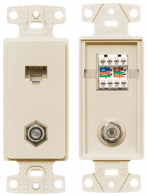 Wall Plate and Jack Cat 5e/F-Type Lt Al