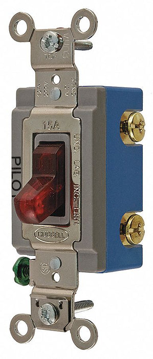 Pilot Wll Switch Red 15A Bk Sd SnglPole