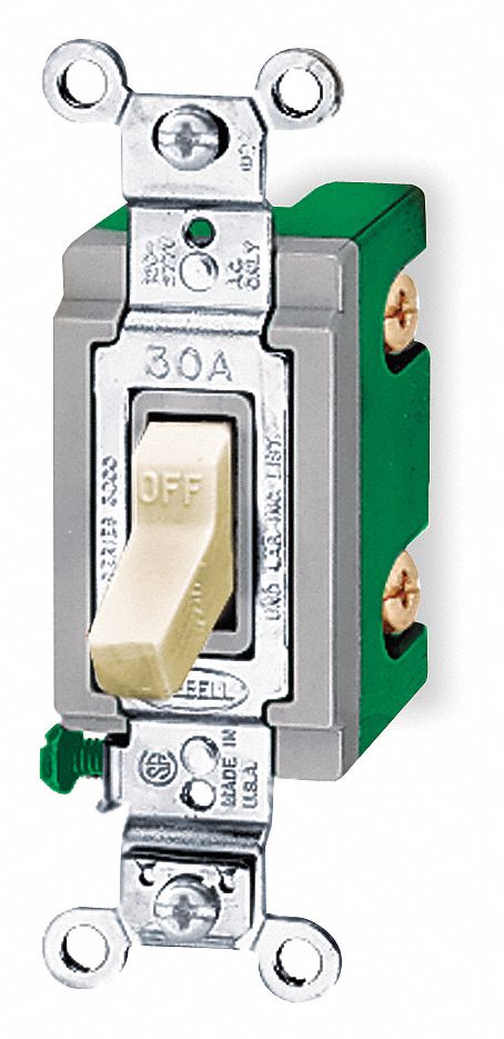 Wall Switch Ivory 30A Back Side SnglPole