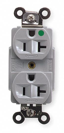 Receptacle Gray 20 A 2P3W Back Side 1PK