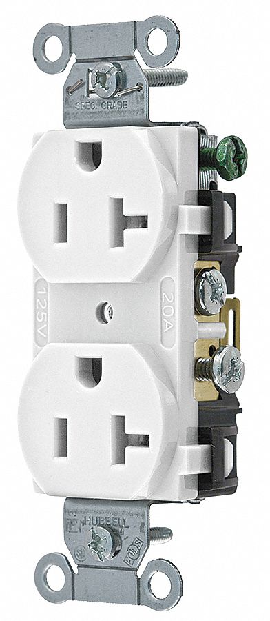 Receptacle White 20 A 2P3W Side 1PK