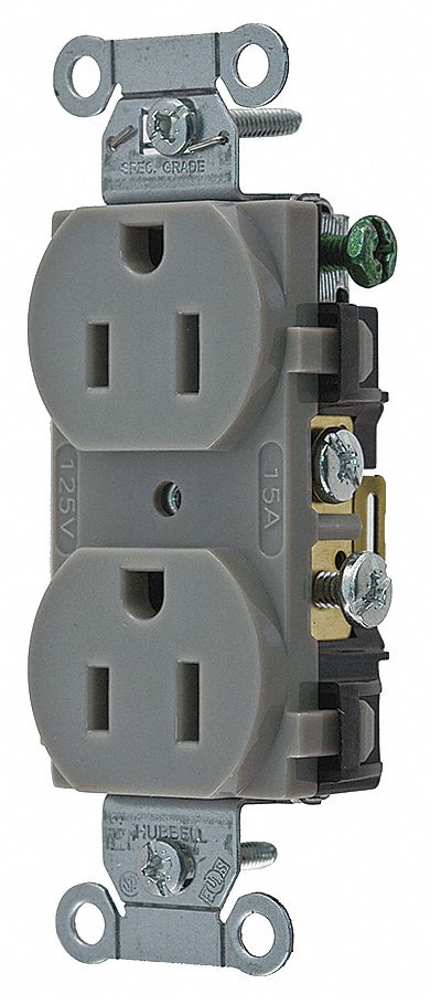 Receptacle Gray 15 A 2P3W Side 1PK