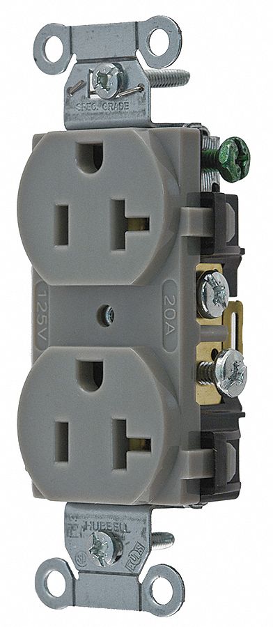 Receptacle Gray 20 A 2P3W Side 1PK