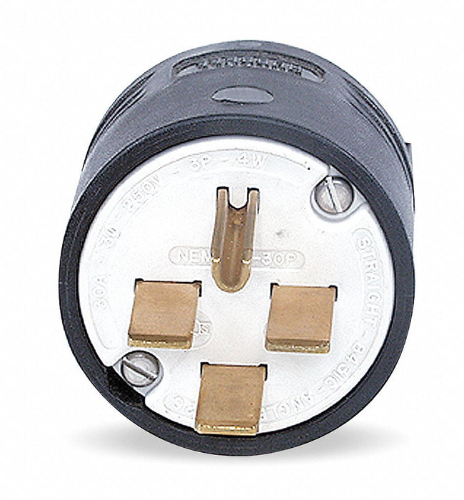 Straight Blade Plug Blk 30 A Stnd 15-30P