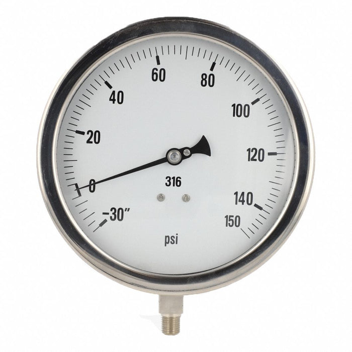 Compound Gauge Heavy Duty 6 In 30/0/160