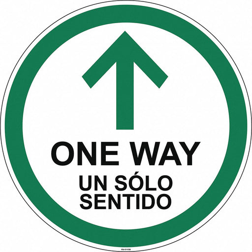 Bilingual One Way Floor Sign 17 H 17 W