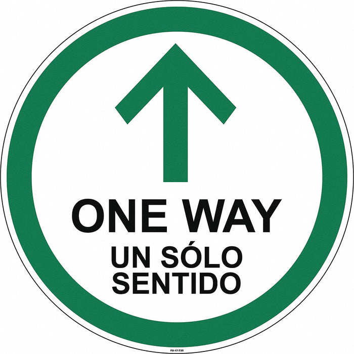 Bilingual One Way Floor Sign 17 H 17 W
