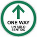 Bilingual One Way Floor Sign 17 H 17 W