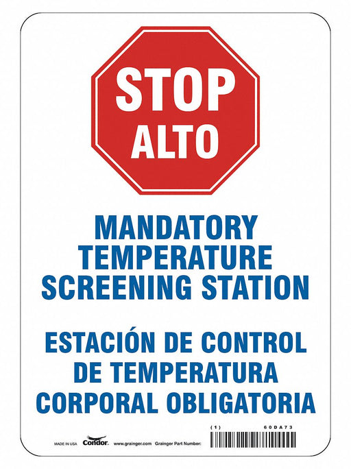 Bilingual Temperature Screening Sign