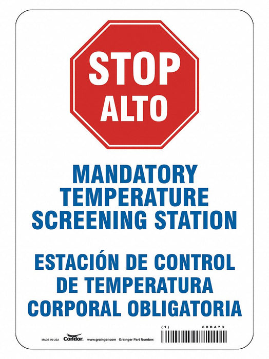 Bilingual Temperature Screening Sign
