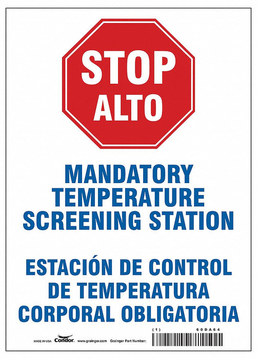 Bilingual Temperature Screening Sign