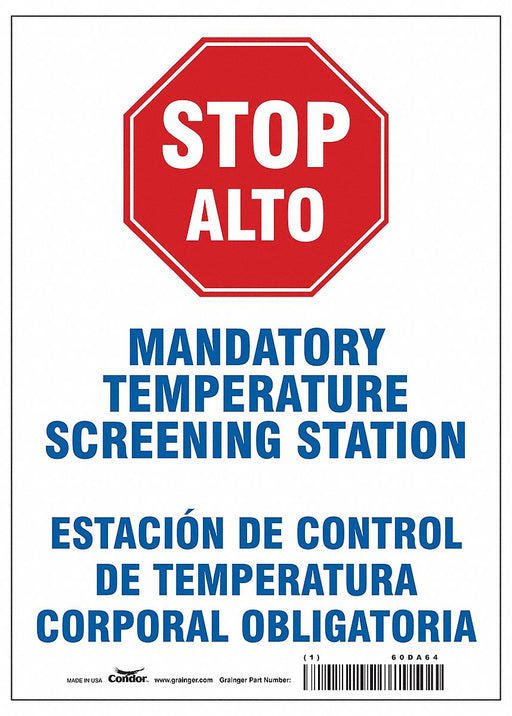 Bilingual Temperature Screening Sign