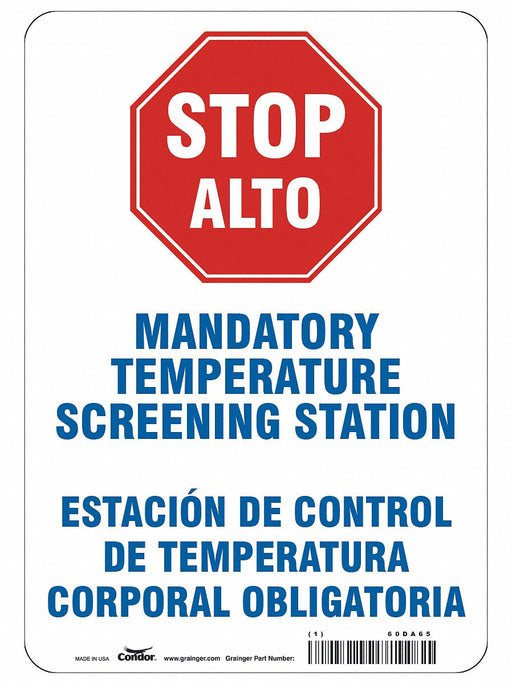 Bilingual Temperature Screening Sign