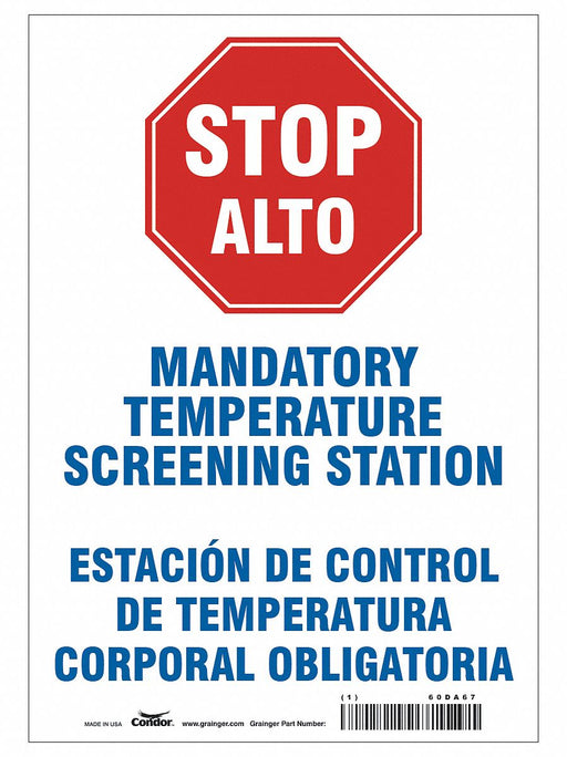 Bilingual Temperature Screening Sign
