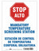 Bilingual Temperature Screening Sign