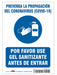Spanish Use Hand Sanitizer Sign 10 H