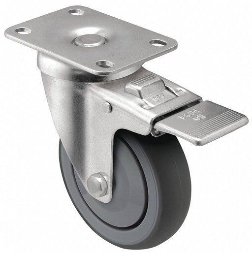 Plate Caster Swivel Rubber 4 1/4 H