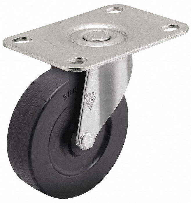 Plate Caster Swivel Rubber 3 1/2 H